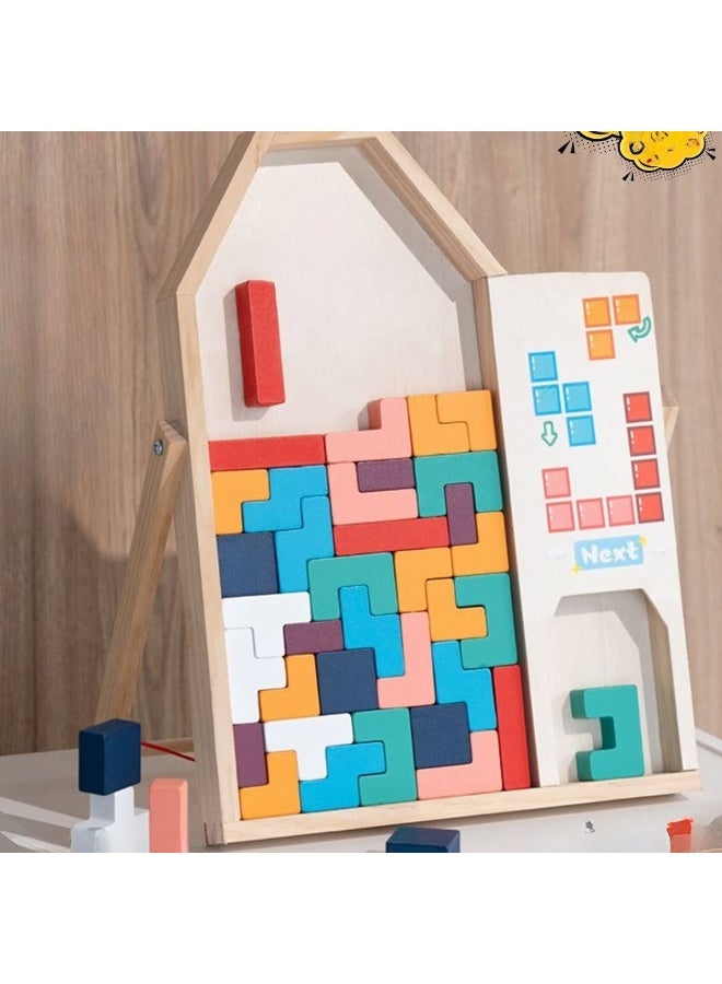 TETRIS Wooden Tetris Educational Puzzle Toy for Kids  Creative Building Blocks & Brain Training Game - Image 5
